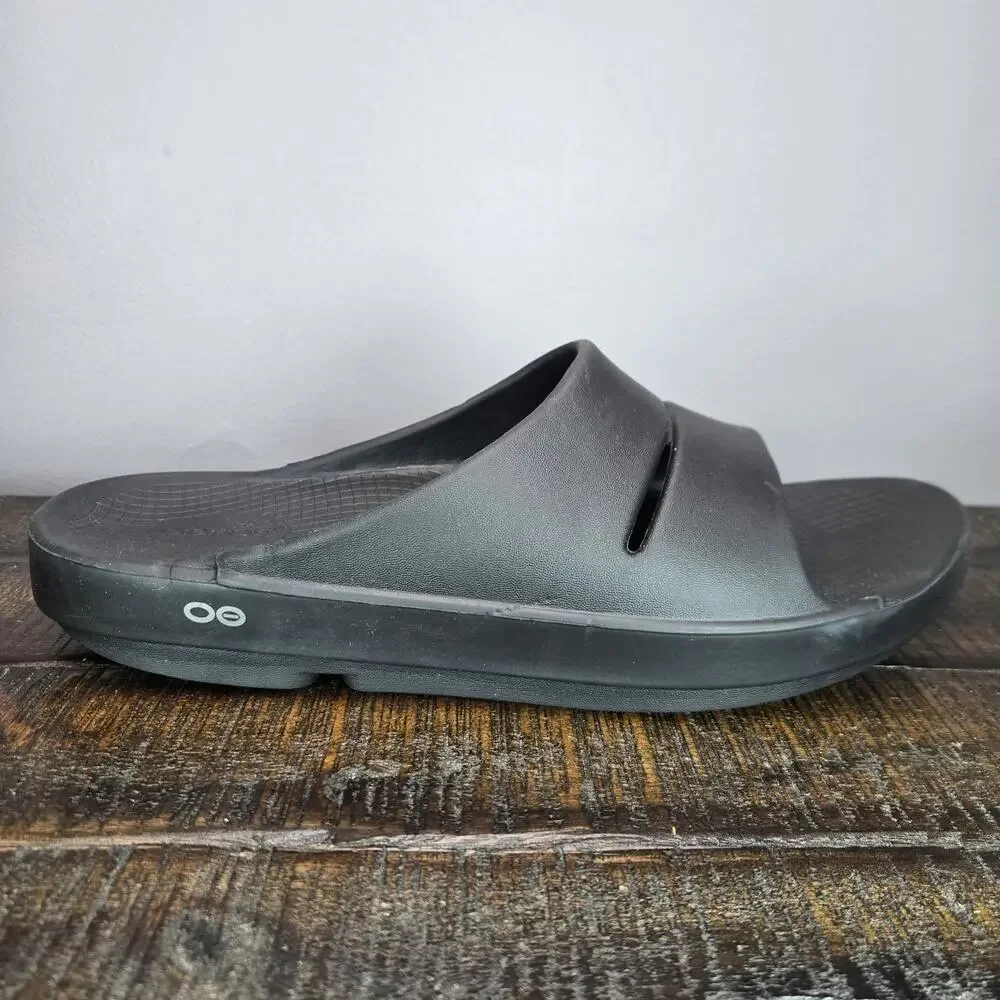 Oofos Ooahh Mens Size 12 Recovery Slip-On Comfort Flip Flops Sandals Black
